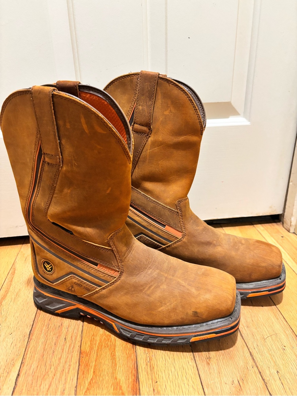 Hawx Brown and Orange Men’s Cowboy Work Boots